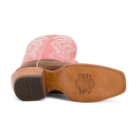 CORRAL BOOTS Made In Mexico Leather Embroidered Square Toe Western Boots - Picture 3 of 3